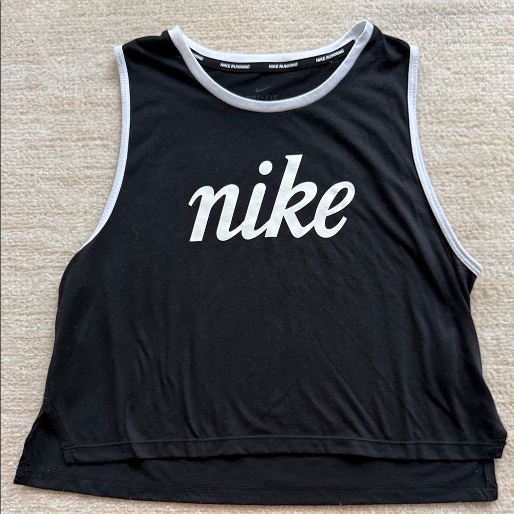 Nike Women's Black and White Muscle Tee